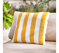 Furniturebox Uk 2X Stripe Outdoor Cushions (Pair) - Sunflower Yellow & Cream