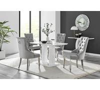 White Imperia 4 Table and 4 Belgravia Chairs - Grey