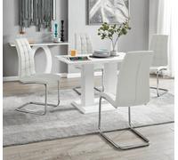 Furniturebox Uk 4 Seater Dining Set - Imperia White High Gloss Dining Table And Chairs - 4 White Murano Chairs