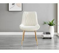 FurnitureboxUK Novara 100cm Round Tempered Glass Dining Table with Gold Legs & 4 Pesaro Velvet Chairs in Cream FurnitureboxUK Cream