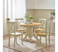 FurnitureboxUK Padstow Wooden Extending Dining Table & 6 Millford Chairs in Cream FurnitureboxUK Cream