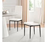 FurnitureboxUK Set of 4 Milan High Back Soft Touch Diamond Pattern Faux Leather Dining Chairs With Black Powder Coated Metal Legs in White FurnitureboxUK White