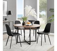 FurnitureboxUK Adley Brown Wood Storage Dining Table & 4 Corona Black Leg Chairs FurnitureboxUK Black