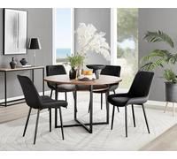 FurnitureboxUK Adley Brown Wood Storage Dining Table & 4 Pesaro Black Leg Chairs FurnitureboxUK Black