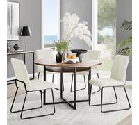 Furniturebox Uk Adley Brown Wood Storage Dining Table & 4 Cream Halle Chairs
