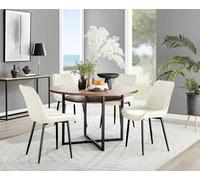 FurnitureboxUK Adley Brown Wood Storage Dining Table & 4 Pesaro Black Leg Chairs in Cream FurnitureboxUK Cream