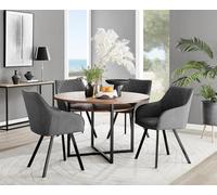 Furniturebox Uk Adley Brown Wood Storage Dining Table & 4 Dark Grey Falun Black Leg Chairs