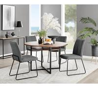 FurnitureboxUK Adley Brown Wood Storage Dining Table & 4 Halleyy Chairs in Dark Grey FurnitureboxUK Dark Grey