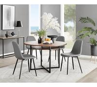 FurnitureboxUK Adley Brown Wood Storage Dining Table & 4 Corona Black Leg Chairs in Grey FurnitureboxUK Grey