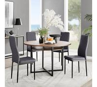 FurnitureboxUK Adley Brown Wood Storage Dining Table & 4 Velvet Milan Black Leg Chairs in Grey FurnitureboxUK Grey