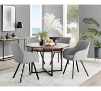 FurnitureboxUK Adley Brown Wood Storage Dining Table & 4 Falun Black Leg Chairs in Light Grey FurnitureboxUK Light Grey