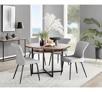FurnitureboxUK Adley Brown Wood Storage Dining Table & 4 Nora Black Leg Chairs in Light Grey FurnitureboxUK Light Grey