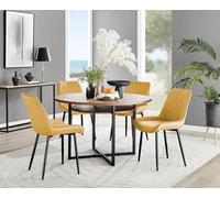 FurnitureboxUK Adley Brown Wood Storage Dining Table & 4 Pesaro Black Leg Chairs in Mustard FurnitureboxUK Mustard