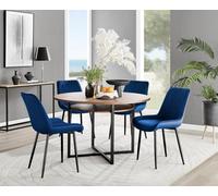 FurnitureboxUK Adley Brown Wood Storage Dining Table & 4 Pesaro Black Leg Chairs in Navy FurnitureboxUK Navy