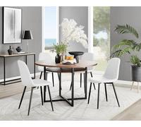 Furniturebox Uk Adley Brown Wood Storage Dining Table & 4 White Corona Black Leg Chairs