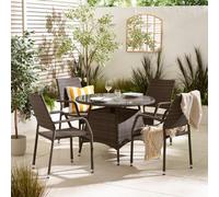 Furniturebox Uk Antigua Brown Rattan 4 Seat Round Table Garden Dining Set
