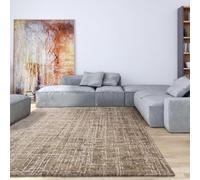 Furniturebox UK Area Rug 120 x 170cm - 'Iona' Beige Cream Brown Textured Abstract Modern Living Room Rug Short Pile For Lounge Bedroom Dining Room