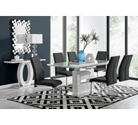 FurnitureboxUK Arezzo Large Extending Dining Table & 6 Lorenzo Chairs in Black FurnitureboxUK Black