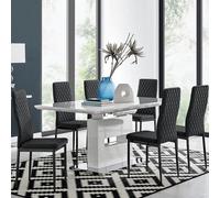 Furniturebox Uk Arezzo Large Extending Dining Table And 6 Black Milan Black Leg Chairs