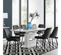 Furniturebox Uk Arezzo Large Extending Dining Table And 6 Black Pesaro Black Leg Chairs