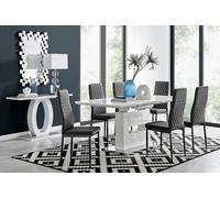 Furniturebox Uk Arezzo Large Extending Dining Table And 6 Black Velvet Milan Black Leg Chairs