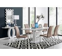 Arezzo Large Extending Dining Table with 6 Isco Chairs - Yellow