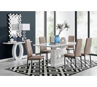 Furniturebox Uk Arezzo Large Extending Dining Table And 6 Cappuccino Milan Black Leg Chairs