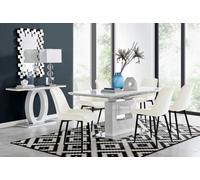 Furniturebox Uk Arezzo Large Extending Dining Table And 6 Cream Pesaro Black Leg Chairs