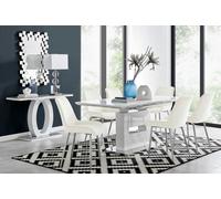 Furniturebox Uk Arezzo Large Extending Dining Table And 6 Cream Pesaro Silver Leg Chairs