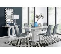 Arezzo Large Extending Dining Table with 6 Isco Chairs - Grey