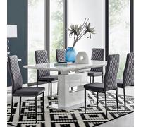 Furniturebox Uk Arezzo Large Extending Dining Table And 6 Grey Velvet Milan Black Leg Chairs