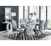FurnitureboxUK Arezzo Large Extending Dining Table & 6 Willow Chairs in Grey FurnitureboxUK Grey