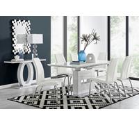 Furniturebox Uk Arezzo Large Extending Dining Table And 6 White Isco Chairs