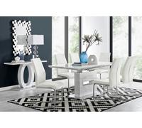 Furniturebox Uk Arezzo Large Extending Dining Table And 6 White Lorenzo Chairs