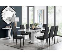 Furniturebox Uk Arezzo Large Extending Dining Table And 8 Black Milan Black Leg Chairs