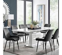 Furniturebox Uk Arezzo Large Extending Dining Table And 8 Black Pesaro Black Leg Chairs