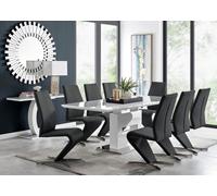Furniturebox Uk Arezzo Large Extending Dining Table And 8 Black Willow Chairs