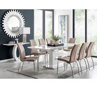 Furniturebox Uk Arezzo Large Extending Dining Table And 8 Cappuccino Isco Chairs