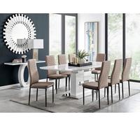 Furniturebox Uk Arezzo Large Extending Dining Table And 8 Cappuccino Milan Black Leg Chairs