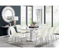 Furniturebox Uk Arezzo Large Extending Dining Table And 8 Cream Pesaro Silver Leg Chairs