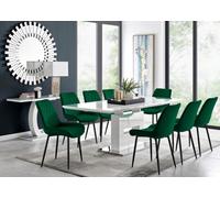 Furniturebox Uk Arezzo Large Extending Dining Table And 8 Green Pesaro Black Leg Chairs