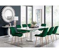 Furniturebox Uk Arezzo Large Extending Dining Table And 8 Green Pesaro Gold Leg Chairs