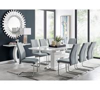 Furniturebox Uk Arezzo Large Extending Dining Table And 8 Grey Lorenzo Chairs