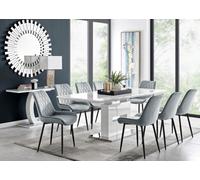 Furniturebox Uk Arezzo Large Extending Dining Table And 8 Grey Pesaro Black Leg Chairs