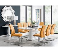 Furniturebox Uk Arezzo Large Extending Dining Table And 8 Mustard Lorenzo Chairs