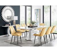 Furniturebox Uk Arezzo Large Extending Dining Table And 8 Mustard Pesaro Black Leg Chairs