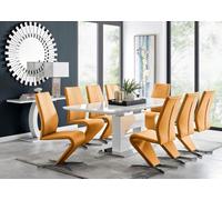 Arezzo Large Extending Dining Table with 8 Willow Chairs - Yellow