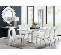 Furniturebox Uk Arezzo Large Extending Dining Table And 8 White Isco Chairs