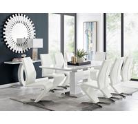Furniturebox Uk Arezzo Large Extending Dining Table And 8 White Willow Chairs