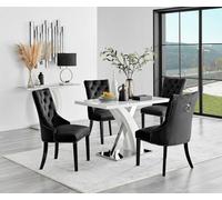 Furniturebox Uk Atlanta 4 White Dining Table And 4 Black Belgravia Black Leg Chairs